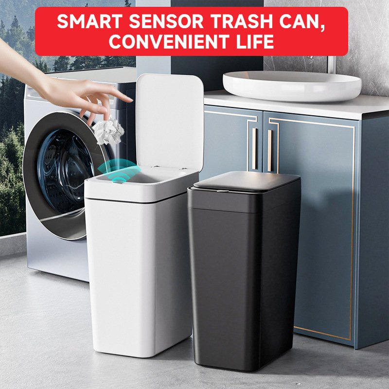 Grey Smart Sensor Trash Can – Slim, Durable, and Hands-Free Waste Bin for Kitchen, Bathroom, or Living Room - V888-ELOSUNG36782 Grey Smart Sensor Trash Can – Slim, Durable, and Hands-Free Waste Bin for Kitchen, Bathroom, or Living Room - Image 2