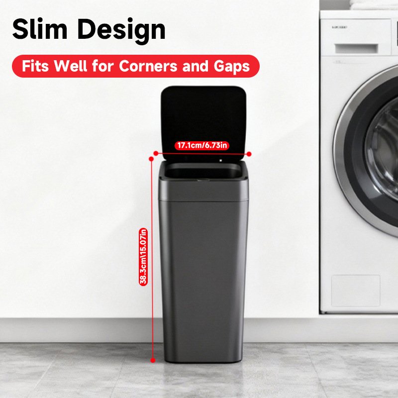 Grey Smart Sensor Trash Can – Slim, Durable, and Hands-Free Waste Bin for Kitchen, Bathroom, or Living Room - V888-ELOSUNG36782 Grey Smart Sensor Trash Can – Slim, Durable, and Hands-Free Waste Bin for Kitchen, Bathroom, or Living Room - Image 3