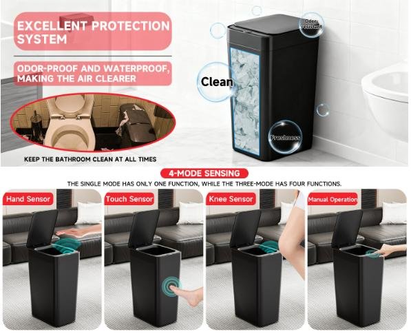 Grey Smart Sensor Trash Can – Slim, Durable, and Hands-Free Waste Bin for Kitchen, Bathroom, or Living Room - V888-ELOSUNG36782 Grey Smart Sensor Trash Can – Slim, Durable, and Hands-Free Waste Bin for Kitchen, Bathroom, or Living Room - Image 5