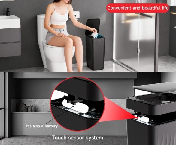 Grey Smart Sensor Trash Can – Slim, Durable, and Hands-Free Waste Bin for Kitchen, Bathroom, or Living Room - V888-ELOSUNG36782 Grey Smart Sensor Trash Can – Slim, Durable, and Hands-Free Waste Bin for Kitchen, Bathroom, or Living Room - Image 6