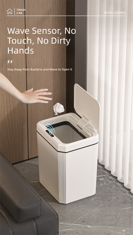White Smart Sensor Trash Can – 20L Capacity, Touch-Free Operation with Odor-Blocking & Waterproof Design - V888-ELOSUNG36784 White Smart Sensor Trash Can – 20L Capacity, Touch-Free Operation with Odor-Blocking & Waterproof Design - Image 2