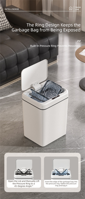 White Smart Sensor Trash Can – 20L Capacity, Touch-Free Operation with Odor-Blocking & Waterproof Design - V888-ELOSUNG36784 White Smart Sensor Trash Can – 20L Capacity, Touch-Free Operation with Odor-Blocking & Waterproof Design - Image 3
