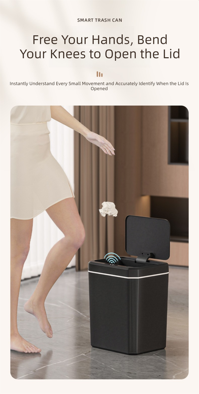 White Smart Sensor Trash Can – 20L Capacity, Touch-Free Operation with Odor-Blocking & Waterproof Design - V888-ELOSUNG36784 White Smart Sensor Trash Can – 20L Capacity, Touch-Free Operation with Odor-Blocking & Waterproof Design - Image 5