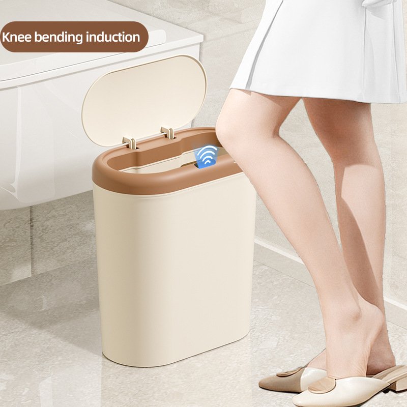 Beige and Brown Smart Sensor Trash Can – 15L Capacity, Compact Design for Home Use with Automatic Induction Opening(Three sensor modes) - V888-ELOSUNG36787 Beige and Brown Smart Sensor Trash Can – 15L Capacity, Compact Design for Home Use with Automatic Induction Opening(Three sensor modes) - Image 4
