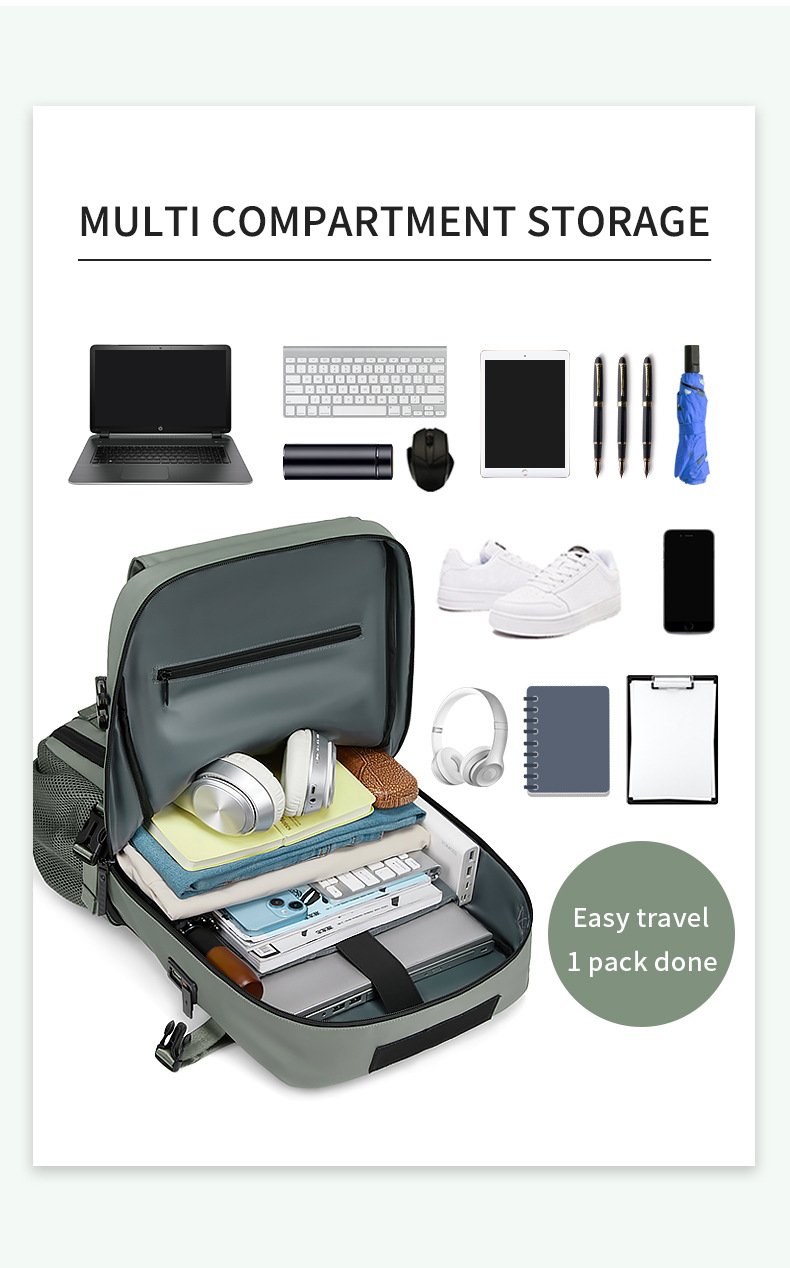 4-in-1 Convertible Travel Backpack & Briefcase - Large Capacity, 16" Laptop Compartment, USB Port(Black) - V888-ELOSUNG37086 4-in-1 Convertible Travel Backpack & Briefcase - Large Capacity, 16" Laptop Compartment, USB Port(Black) - Image 4