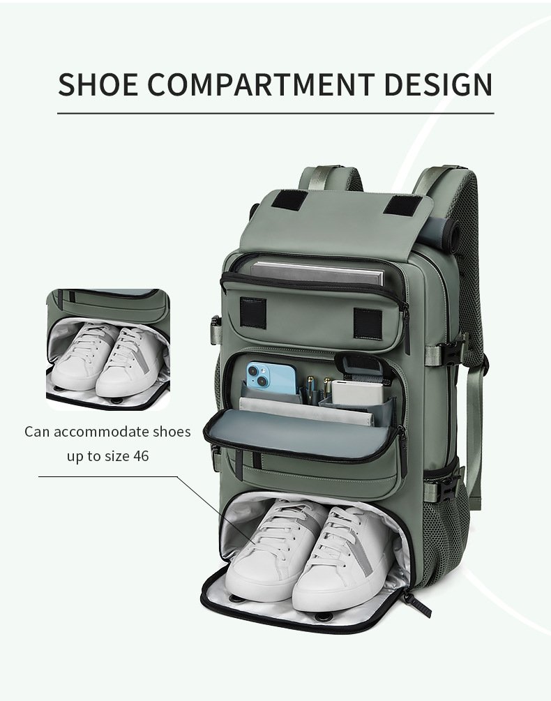 4-in-1 Convertible Travel Backpack & Briefcase - Large Capacity, 16" Laptop Compartment, USB Port(Black) - V888-ELOSUNG37086 4-in-1 Convertible Travel Backpack & Briefcase - Large Capacity, 16" Laptop Compartment, USB Port(Black) - Image 6