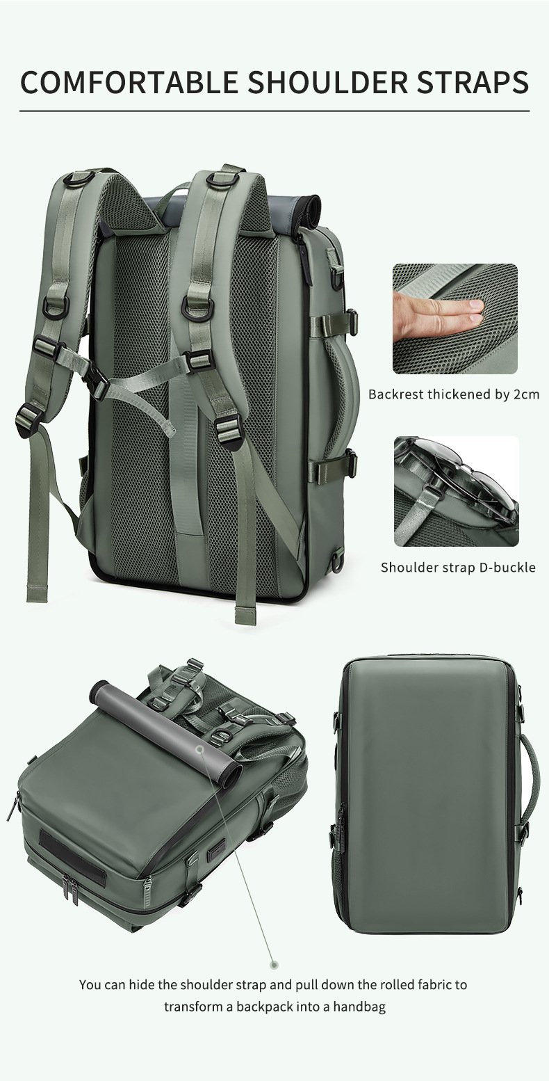 4-in-1 Convertible Travel Backpack & Briefcase - Large Capacity, 16" Laptop Compartment, USB Port(Black) - V888-ELOSUNG37086 4-in-1 Convertible Travel Backpack & Briefcase - Large Capacity, 16" Laptop Compartment, USB Port(Black) - Image 8