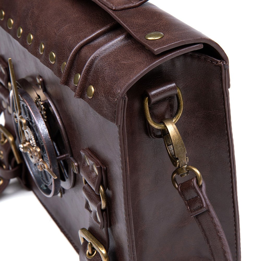 Retro Steampunk Satchel Bag with Decorative Clock & Gears - Gothic Crossbody Purse - V888-ELOSUNG38080 Retro Steampunk Satchel Bag with Decorative Clock & Gears - Gothic Crossbody Purse - Image 4