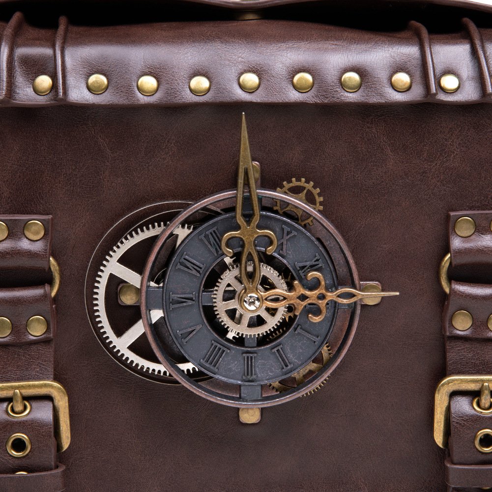 Retro Steampunk Satchel Bag with Decorative Clock & Gears - Gothic Crossbody Purse - V888-ELOSUNG38080 Retro Steampunk Satchel Bag with Decorative Clock & Gears - Gothic Crossbody Purse - Image 5