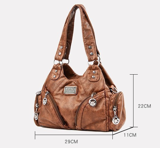 Brown Vintage Soft Leather Hobo Bag for Women - Multi-Pocket Shoulder Purse & Crossbody Handbag - V888-ELOSUNG38084 Brown Vintage Soft Leather Hobo Bag for Women - Multi-Pocket Shoulder Purse & Crossbody Handbag - Image 2
