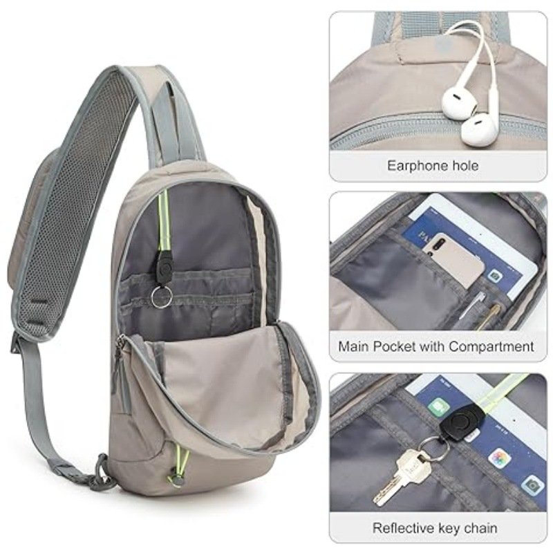 White Lightweight Crossbody Sling Bag - Versatile Chest Daypack for Hiking, Travel & Daily Use - V888-ELOSUNG38246 White Lightweight Crossbody Sling Bag - Versatile Chest Daypack for Hiking, Travel & Daily Use - Image 4
