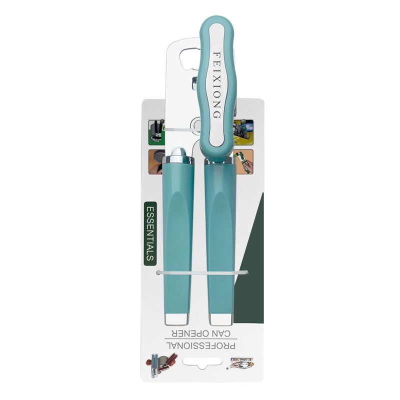 Blue (2-Pack) Heavy-Duty Manual Can Opener - Ergonomic 3-in-1 Tool with Stainless Steel Cutter & Bottle Opener