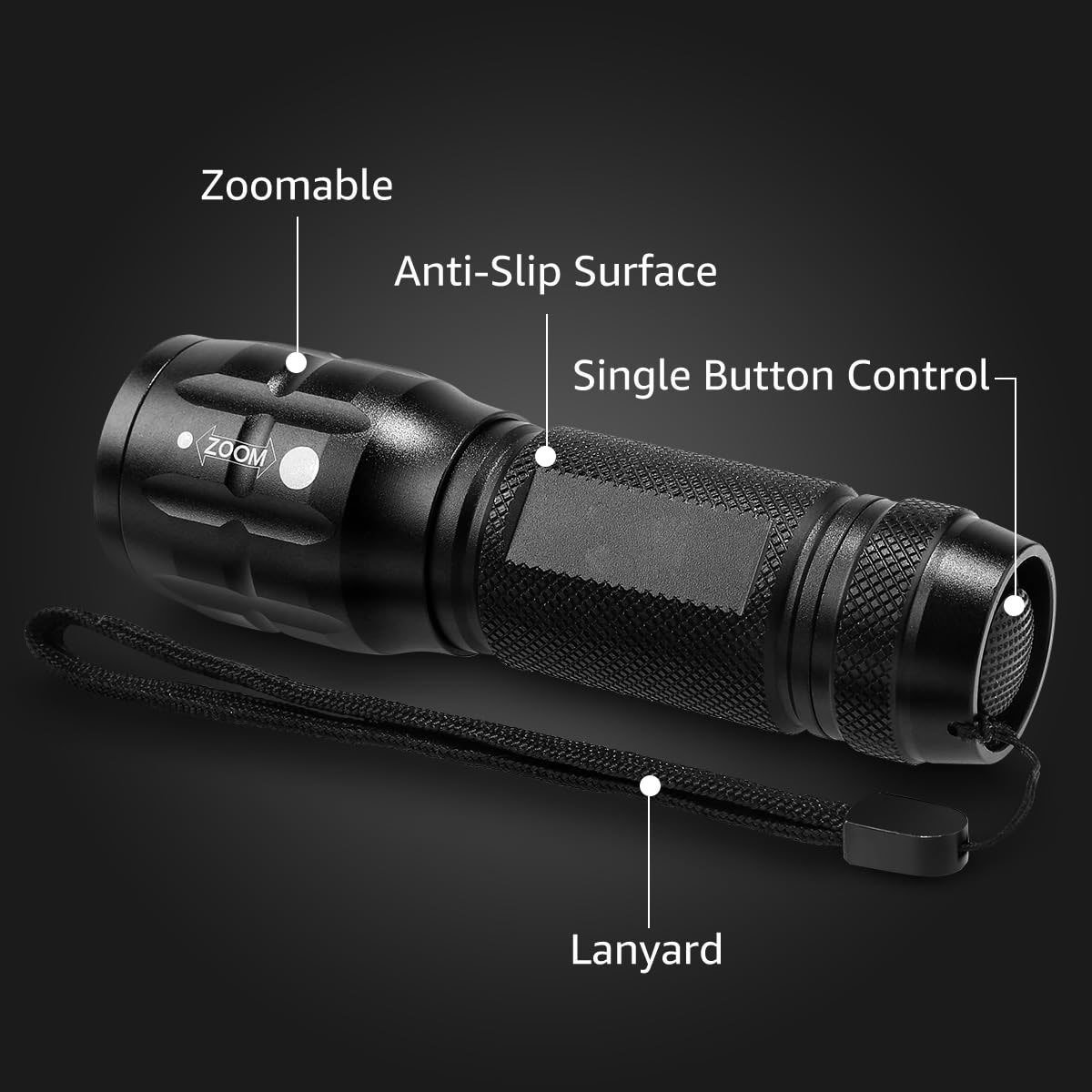 Compact Tactical LED Flashlight - Super Bright 160LM with Adjustable Zoom & Anti-Slip Grip - V888-ELOSUNG38257 Compact Tactical LED Flashlight - Super Bright 160LM with Adjustable Zoom & Anti-Slip Grip - Image 4