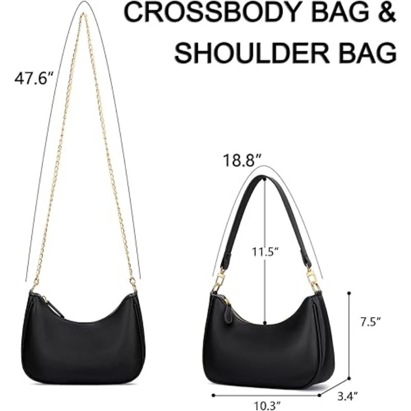 Women's Retro Shoulder Bag Classic 90s Style Underarm Purse Faux Leather Crescent Hobo Handbag with Zipper for Daily Use and Evening - V888-ELOSUNG38618 Women's Retro Shoulder Bag Classic 90s Style Underarm Purse Faux Leather Crescent Hobo Handbag with Zipper for Daily Use and Evening - Image 2
