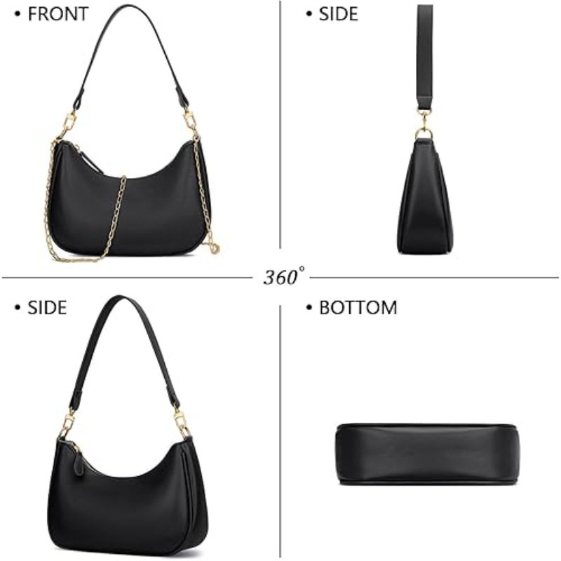 Women's Retro Shoulder Bag Classic 90s Style Underarm Purse Faux Leather Crescent Hobo Handbag with Zipper for Daily Use and Evening - V888-ELOSUNG38618 Women's Retro Shoulder Bag Classic 90s Style Underarm Purse Faux Leather Crescent Hobo Handbag with Zipper for Daily Use and Evening - Image 3