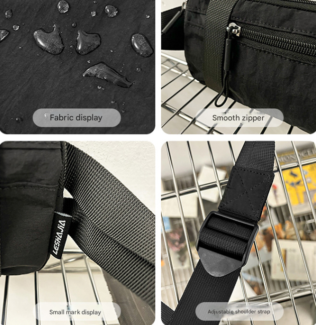 Black Unisex Mini Crossbody Waist Bag Lightweight Nylon Running Belt Phone Pouch 21cm Slim Sports Chest Sling for Travel & Gym - V888-ELOSUNG38944 Black Unisex Mini Crossbody Waist Bag Lightweight Nylon Running Belt Phone Pouch 21cm Slim Sports Chest Sling for Travel & Gym - Image 3