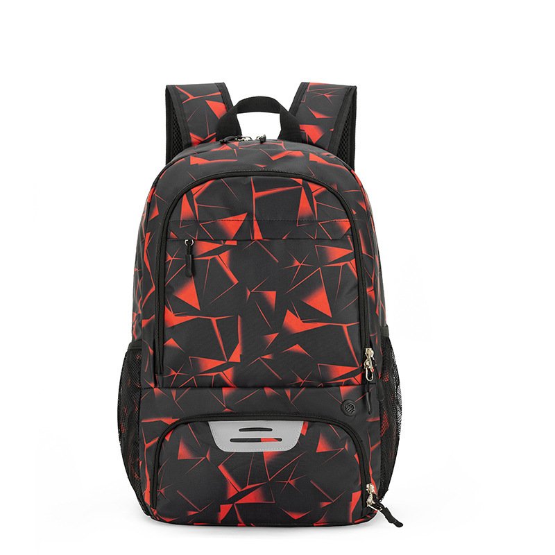 Red Sports Backpack with Separate Shoe & Ball Compartments - Waterproof Gym Bag for Basketball, Soccer, Travel & Daily Use