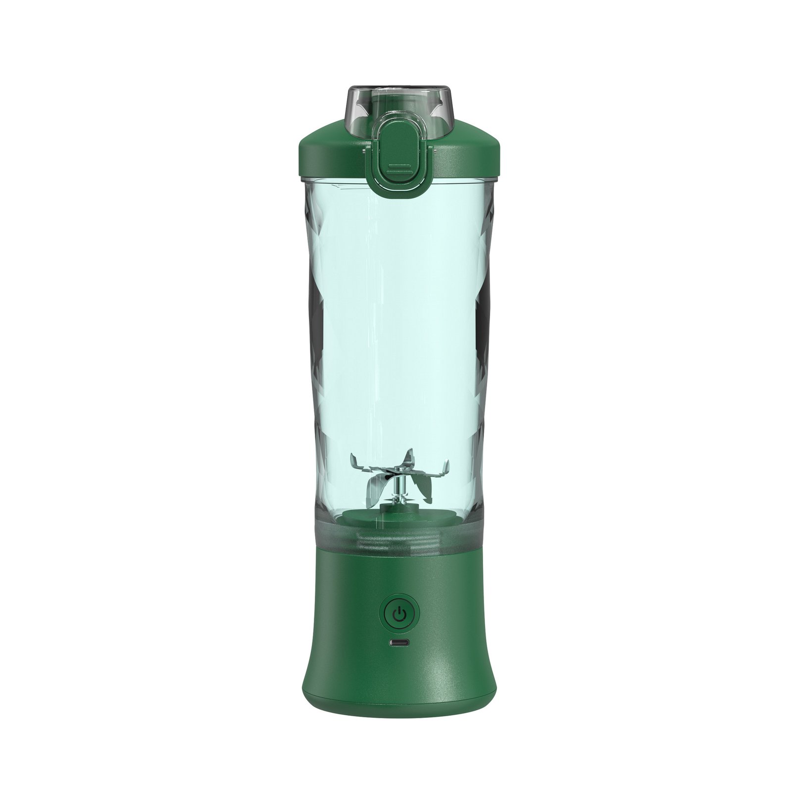 Green Portable Blender 600ml Personal Smoothie Maker USB Rechargeable Juicer Cup with 6 Stainless Steel Blades 4000mAh Battery for Gym Travel and Camping