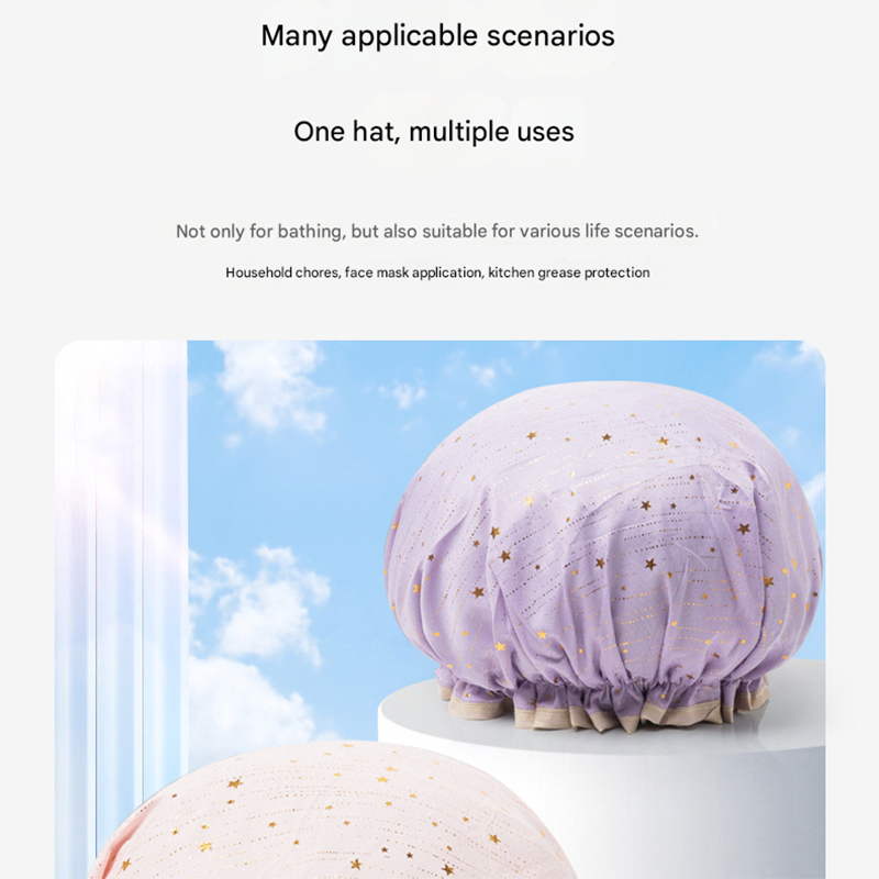 3 Pack Pink Double Layer Shower Cap for Women Waterproof Bath Hair Cover Reusable Elastic Hat for Spa Salon and Home Use - V888-ELOSUNG40506 3 Pack Pink Double Layer Shower Cap for Women Waterproof Bath Hair Cover Reusable Elastic Hat for Spa Salon and Home Use - Image 5