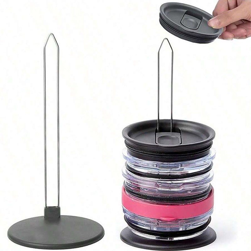 5-PCS Universal Tumbler Lid Organizer Stand Vertical Storage Rack for Kitchen Cabinets Holds Up to 10 Lids Space Saving Cup Accessory Holder