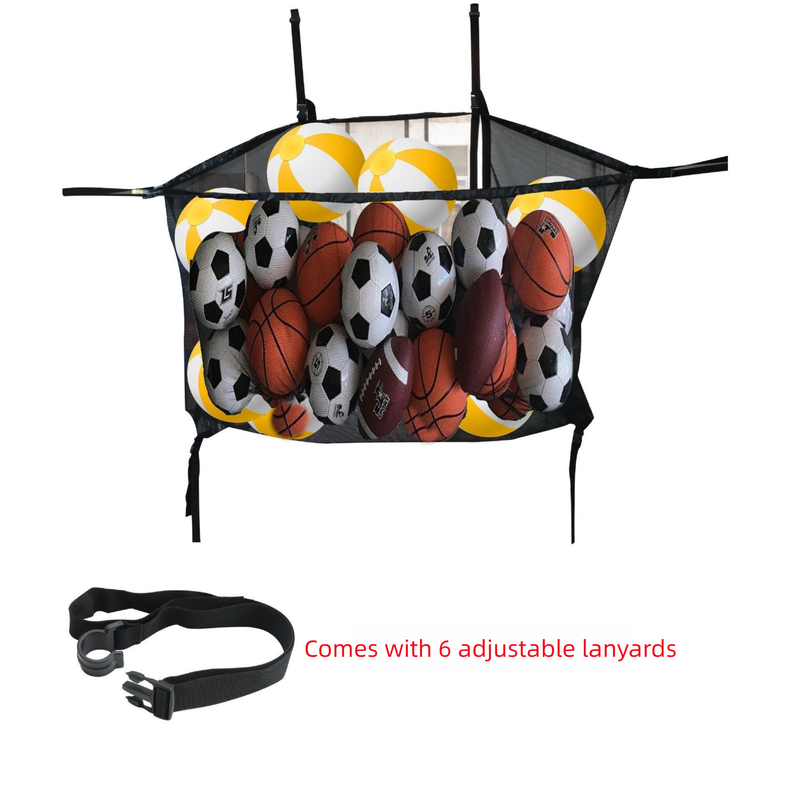 Black Large Hanging Pool Toy Storage Bag - Mesh Net Organiser for Swimming Floats, Sports Balls & Inflatables - 145cm Extra Large Capacity for Outdoor Fences & Garage - V888-ELOSUNG41254 Black Large Hanging Pool Toy Storage Bag - Mesh Net Organiser for Swimming Floats, Sports Balls & Inflatables - 145cm Extra Large Capacity for Outdoor Fences & Garage - Image 4