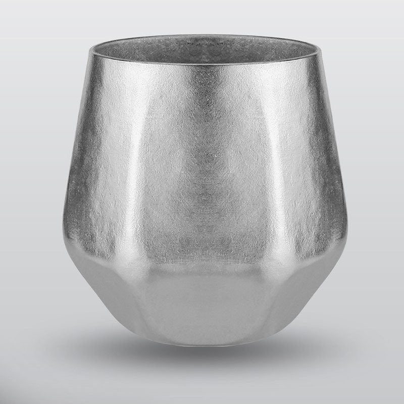 Crystal Finish Double-Walled Hexagonal Pure Titanium Mug - 250ml Insulated Beer, Liquor, and Tea Cup for Home and Travel Use