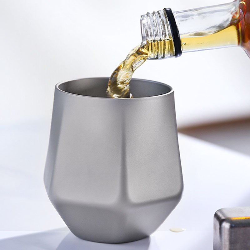 Sandblasted Finish Double-Walled Hexagonal Pure Titanium Mug - 250ml Insulated Beer, Liquor, and Tea Cup for Home and Travel Use - V888-ELOSUNG42437 Sandblasted Finish Double-Walled Hexagonal Pure Titanium Mug - 250ml Insulated Beer, Liquor, and Tea Cup for Home and Travel Use - Image 2