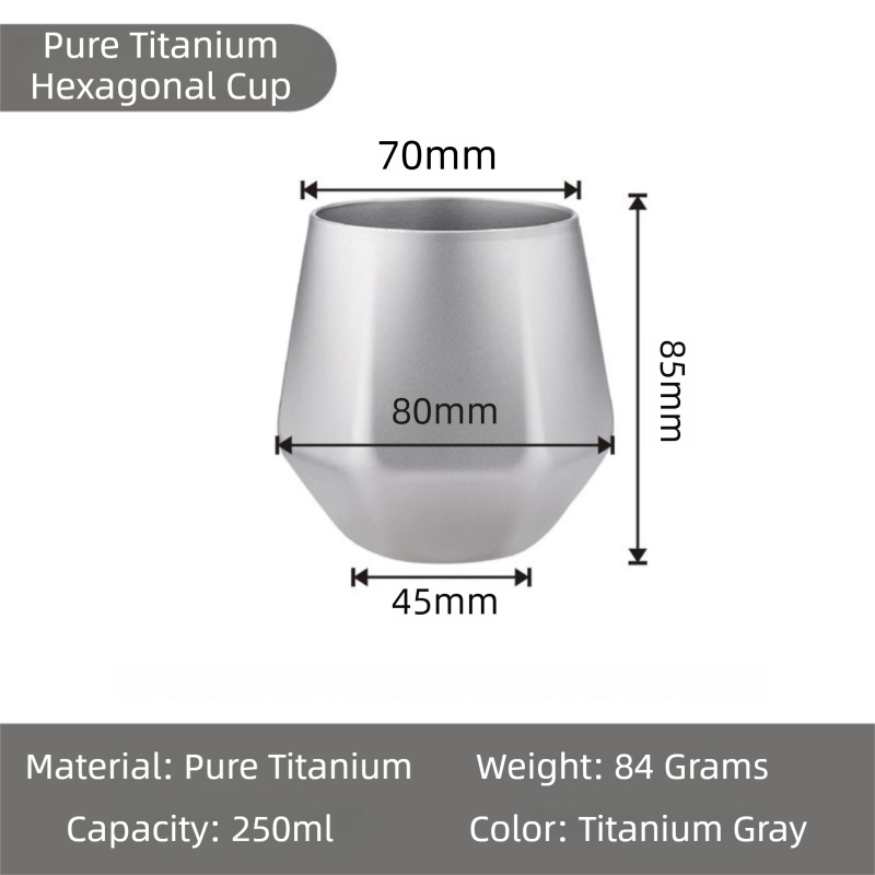 Sandblasted Finish Double-Walled Hexagonal Pure Titanium Mug - 250ml Insulated Beer, Liquor, and Tea Cup for Home and Travel Use - V888-ELOSUNG42437 Sandblasted Finish Double-Walled Hexagonal Pure Titanium Mug - 250ml Insulated Beer, Liquor, and Tea Cup for Home and Travel Use - Image 3