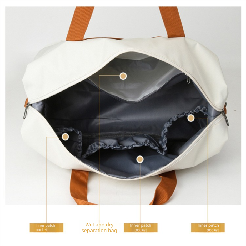 Beige Large Capacity Travel Duffel Bag for Women with Yoga Mat Holder and Shoe Compartment Water Resistant Weekend Bag Ideal for Local Gym and Travel Use - V888-ELOSUNG43476 Beige Large Capacity Travel Duffel Bag for Women with Yoga Mat Holder and Shoe Compartment Water Resistant Weekend Bag Ideal for Local Gym and Travel Use - Image 2