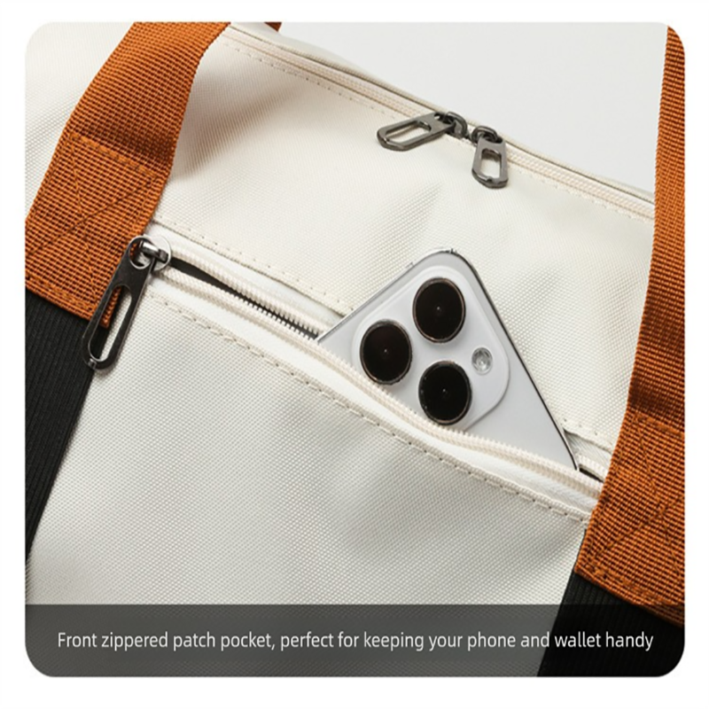 Beige Large Capacity Travel Duffel Bag for Women with Yoga Mat Holder and Shoe Compartment Water Resistant Weekend Bag Ideal for Local Gym and Travel Use - V888-ELOSUNG43476 Beige Large Capacity Travel Duffel Bag for Women with Yoga Mat Holder and Shoe Compartment Water Resistant Weekend Bag Ideal for Local Gym and Travel Use - Image 4