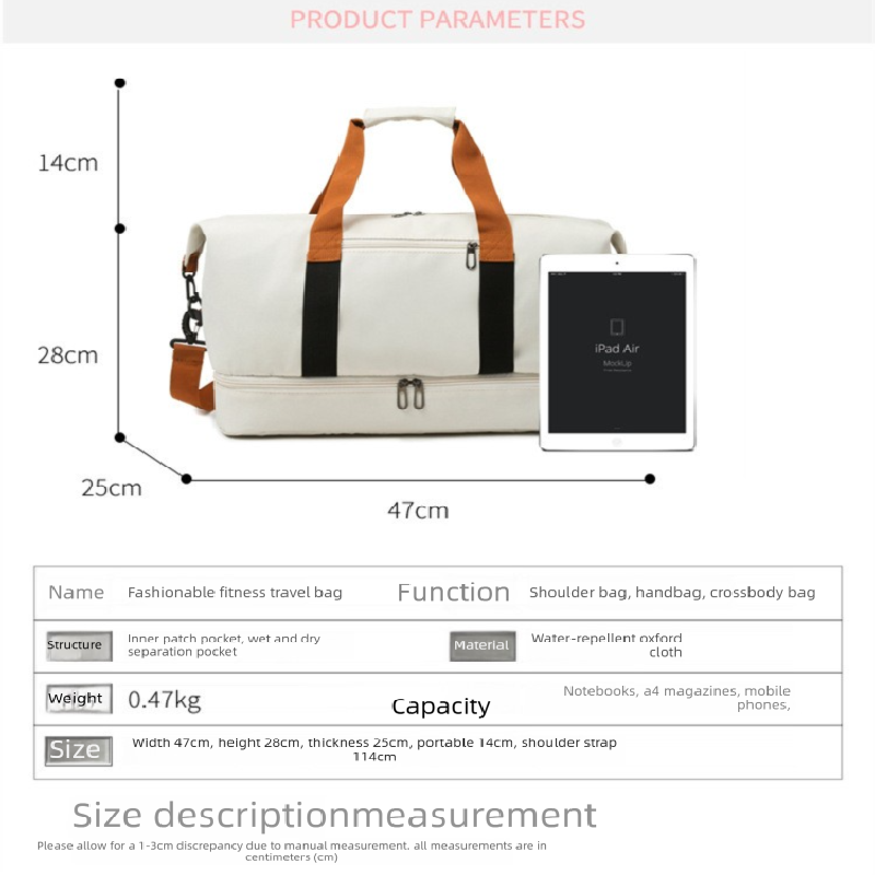 Beige Large Capacity Travel Duffel Bag for Women with Yoga Mat Holder and Shoe Compartment Water Resistant Weekend Bag Ideal for Local Gym and Travel Use - V888-ELOSUNG43476 Beige Large Capacity Travel Duffel Bag for Women with Yoga Mat Holder and Shoe Compartment Water Resistant Weekend Bag Ideal for Local Gym and Travel Use - Image 7