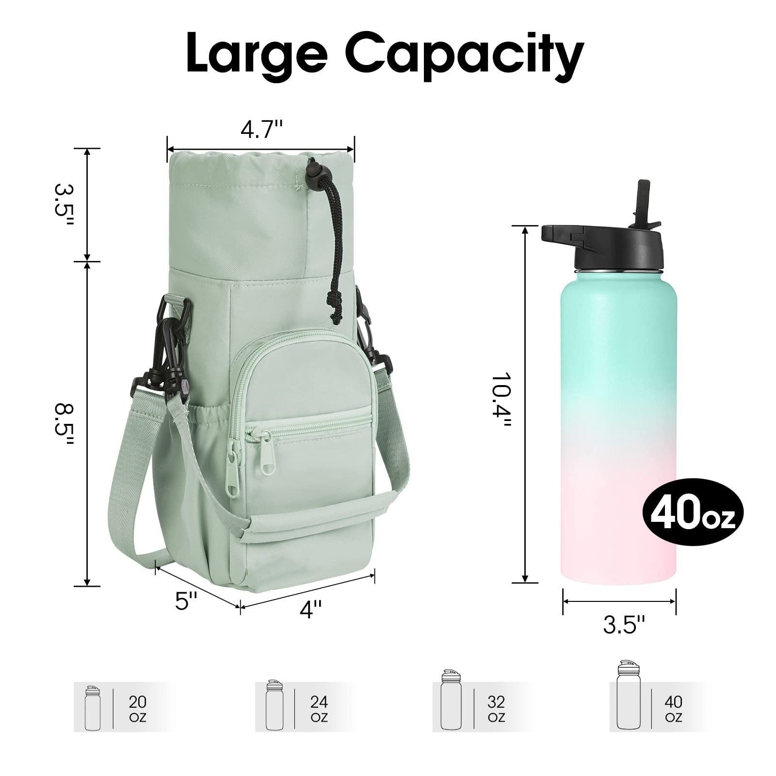 Green Water Bottle Carrier with Drawstring Closure – Adjustable Shoulder Strap, Front Pocket, and Side Storage for Daily Use - V888-ELOSUNG43964 Green Water Bottle Carrier with Drawstring Closure – Adjustable Shoulder Strap, Front Pocket, and Side Storage for Daily Use - Image 5