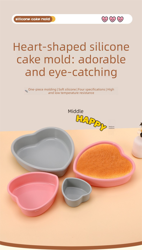 9 Inch Large Heart Shaped Silicone Cake Mould - Pink Non-Stick Baking Pan for Party & Celebration Cakes - Reinforced Rolled Edge Tray (25.9cm) - V888-ELOSUNG44459 9 Inch Large Heart Shaped Silicone Cake Mould - Pink Non-Stick Baking Pan for Party & Celebration Cakes - Reinforced Rolled Edge Tray (25.9cm) - Image 3