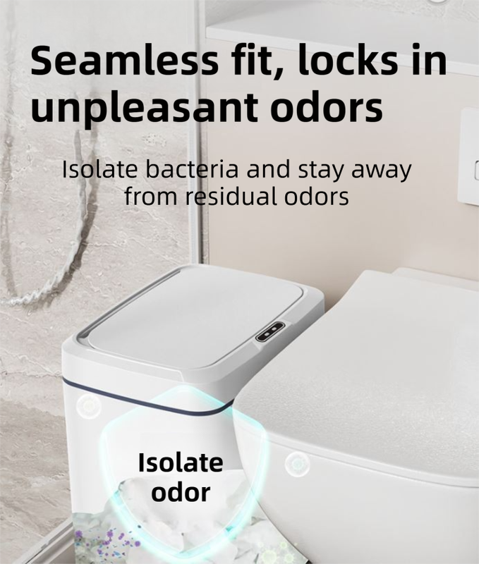 White Intelligent Dual-Sensor Trash Can (Hand-Wave & Knee-Bend) - Slim-Fit Touchless Battery-Powered Bin for Bathroom & Kitchen - V888-ELOSUNG45951 White Intelligent Dual-Sensor Trash Can (Hand-Wave & Knee-Bend) - Slim-Fit Touchless Battery-Powered Bin for Bathroom & Kitchen - Image 7