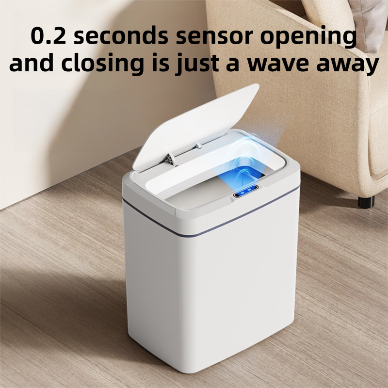 Black Intelligent Dual-Sensor Trash Can (Hand-Wave & Knee-Bend) - Slim-Fit Touchless Battery-Powered Bin for Bathroom & Kitchen - V888-ELOSUNG45953 Black Intelligent Dual-Sensor Trash Can (Hand-Wave & Knee-Bend) - Slim-Fit Touchless Battery-Powered Bin for Bathroom & Kitchen - Image 2