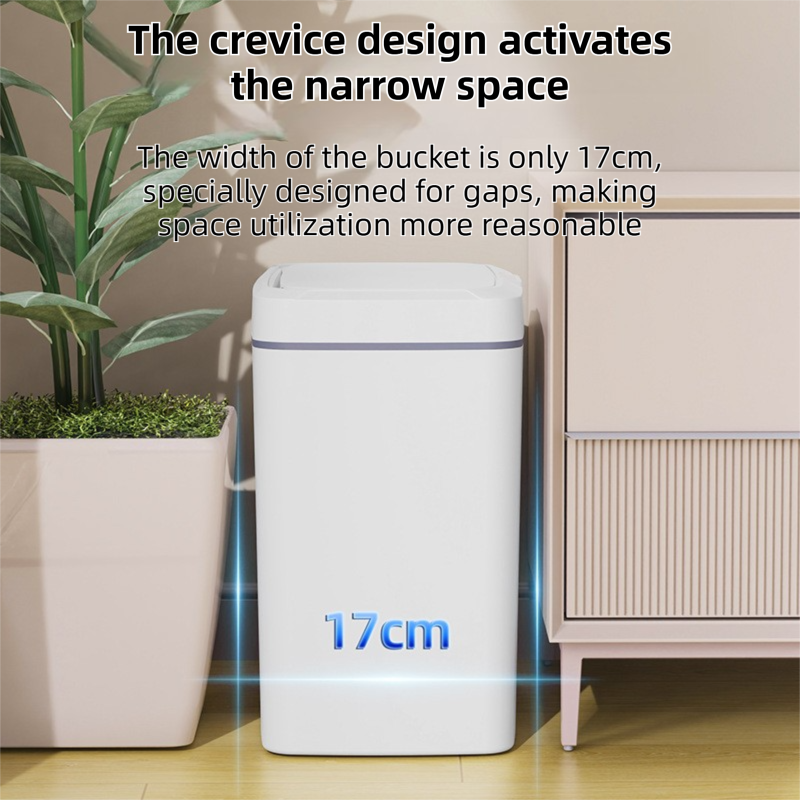 Black Intelligent Dual-Sensor Trash Can (Hand-Wave & Knee-Bend) - Slim-Fit Touchless Battery-Powered Bin for Bathroom & Kitchen - V888-ELOSUNG45953 Black Intelligent Dual-Sensor Trash Can (Hand-Wave & Knee-Bend) - Slim-Fit Touchless Battery-Powered Bin for Bathroom & Kitchen - Image 6