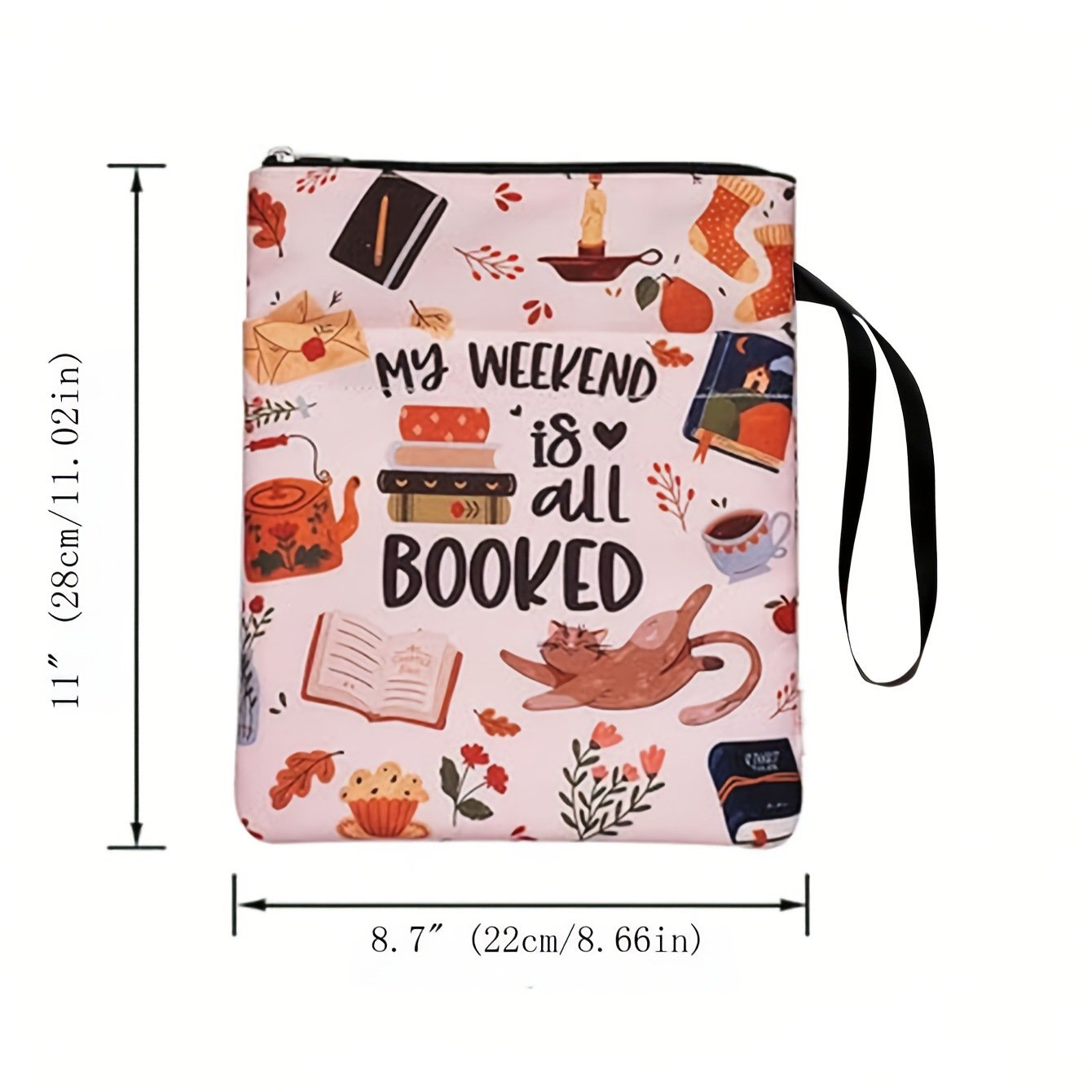 Pink flowers Zippered Book Sleeve with Printed Design – Waterproof Protective Cover for Books, Ideal for Readers and Students with Extra Pocket & Carry Strap - V888-ELOSUNG48186 Pink flowers Zippered Book Sleeve with Printed Design – Waterproof Protective Cover for Books, Ideal for Readers and Students with Extra Pocket & Carry Strap - Image 6