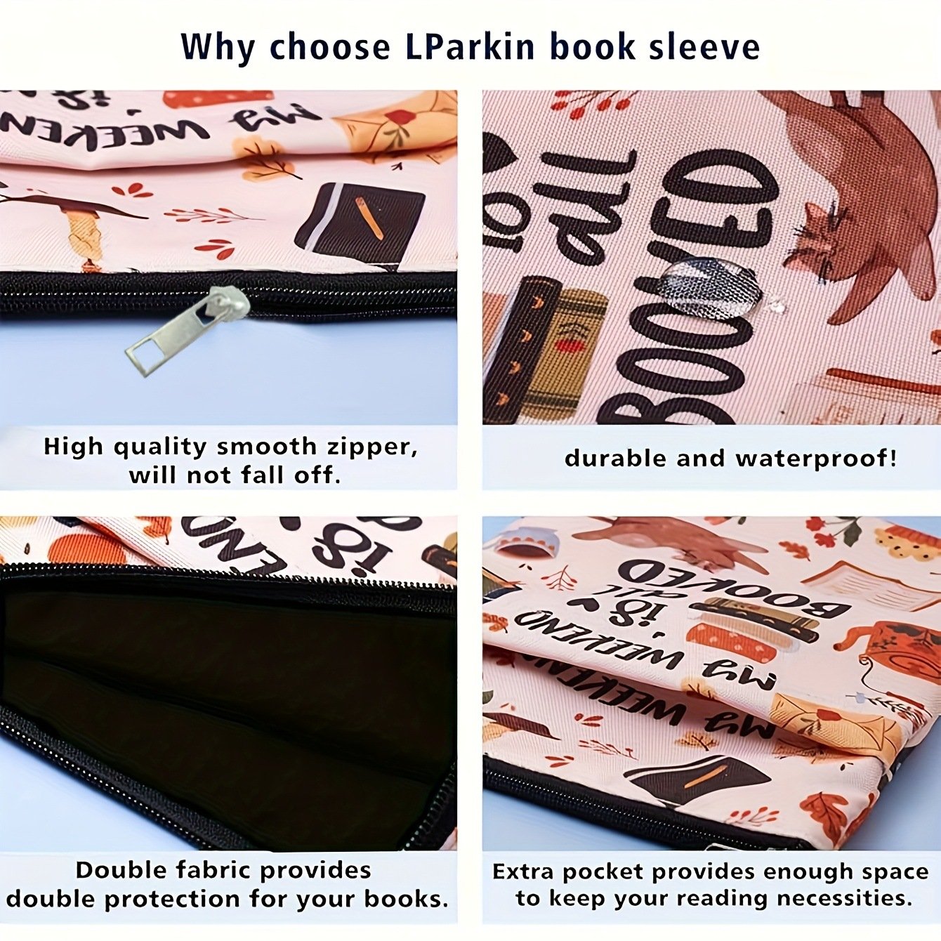 White Skeleton Zippered Book Sleeve with Printed Design – Waterproof Protective Cover for Books, Ideal for Readers and Students with Extra Pocket & Carry Strap - V888-ELOSUNG48187 White Skeleton Zippered Book Sleeve with Printed Design – Waterproof Protective Cover for Books, Ideal for Readers and Students with Extra Pocket & Carry Strap - Image 2