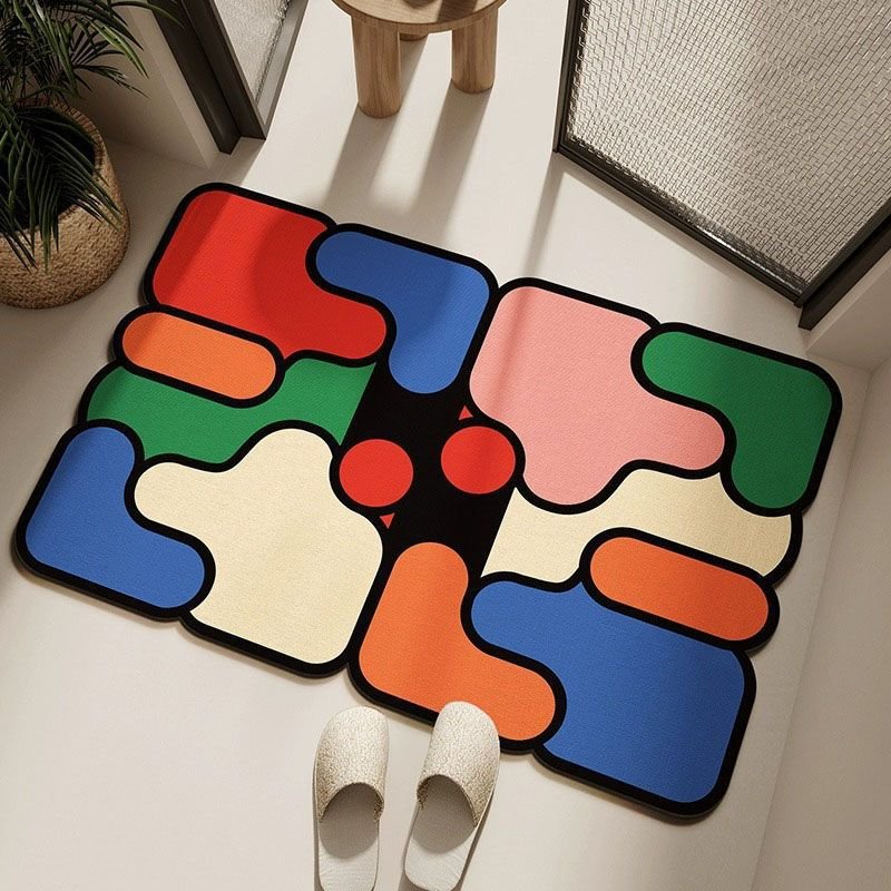 Ultra-Absorbent Instant Dry Diatom Mud Bathroom Mat (50 x 80 CM) - Puzzle Decor Anti-Slip Rubber Rug for Kitchen, Entryway & Shower(Style B)