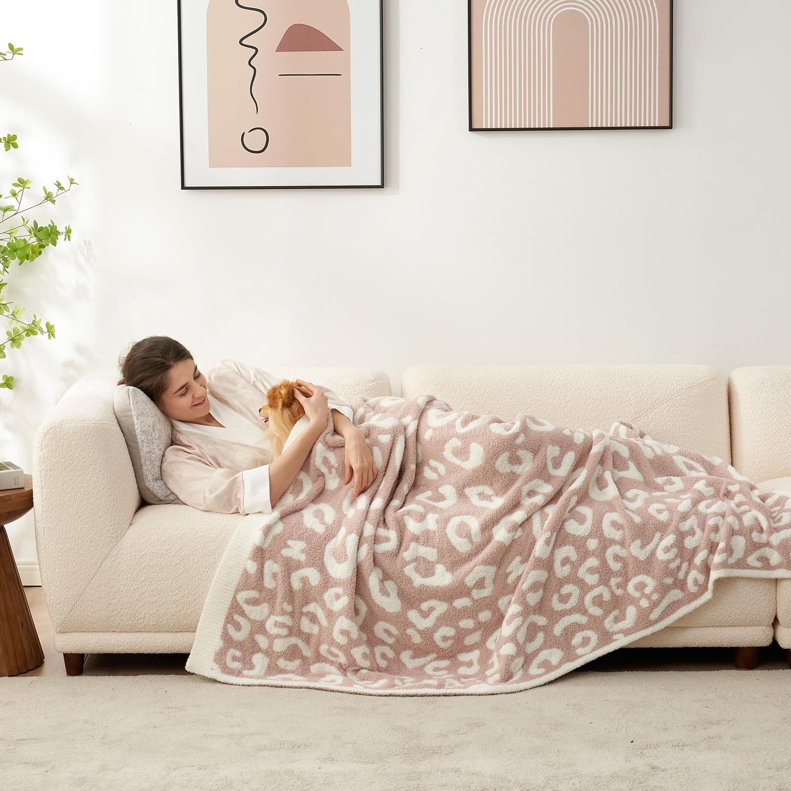 Leopard Print Checkerboard Flannel Throw Blanket(Large 150 x 200 CM) - Anti-Pilling Trendy Soft Plush Blanket for Bed, Sofa & Travel - V888-ELOSUNG49404 Leopard Print Checkerboard Flannel Throw Blanket(Large 150 x 200 CM) - Anti-Pilling Trendy Soft Plush Blanket for Bed, Sofa & Travel - Image 3