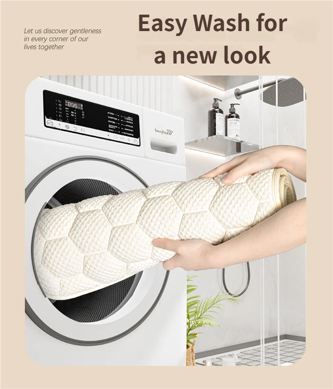 White 3D Honeycomb Textured High-Elastic Memory Foam Bathroom Mat (50 x 80 CM) - Ultra Absorbent Quick-Dry Thickened Door Mat - V888-ELOSUNG49412 White 3D Honeycomb Textured High-Elastic Memory Foam Bathroom Mat (50 x 80 CM) - Ultra Absorbent Quick-Dry Thickened Door Mat - Image 5