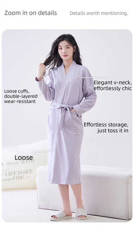 Red 2XL size Women's Cotton Robe — Autumn/Winter Bathrobe & Morning Gown | Long Sleeve, Mid-Length, Plus Size | Loose, Comfortable, and Machine Washable | Suitable for All Seasons - V888-ELOSUNG50064 Red 2XL size Women's Cotton Robe — Autumn/Winter Bathrobe & Morning Gown | Long Sleeve, Mid-Length, Plus Size | Loose, Comfortable, and Machine Washable | Suitable for All Seasons - Image 8