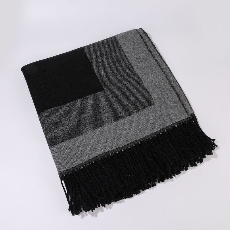Khaki elegant women's tassel cape shawl scarf, multi-functional all-in-one warm and comfortable winter shawl scarf, convenient for home, travel, and office wear, stylish and beautiful with tassels. - V888-ELOSUNG50069 Khaki elegant women's tassel cape shawl scarf, multi-functional all-in-one warm and comfortable winter shawl scarf, convenient for home, travel, and office wear, stylish and beautiful with tassels. - Image 4