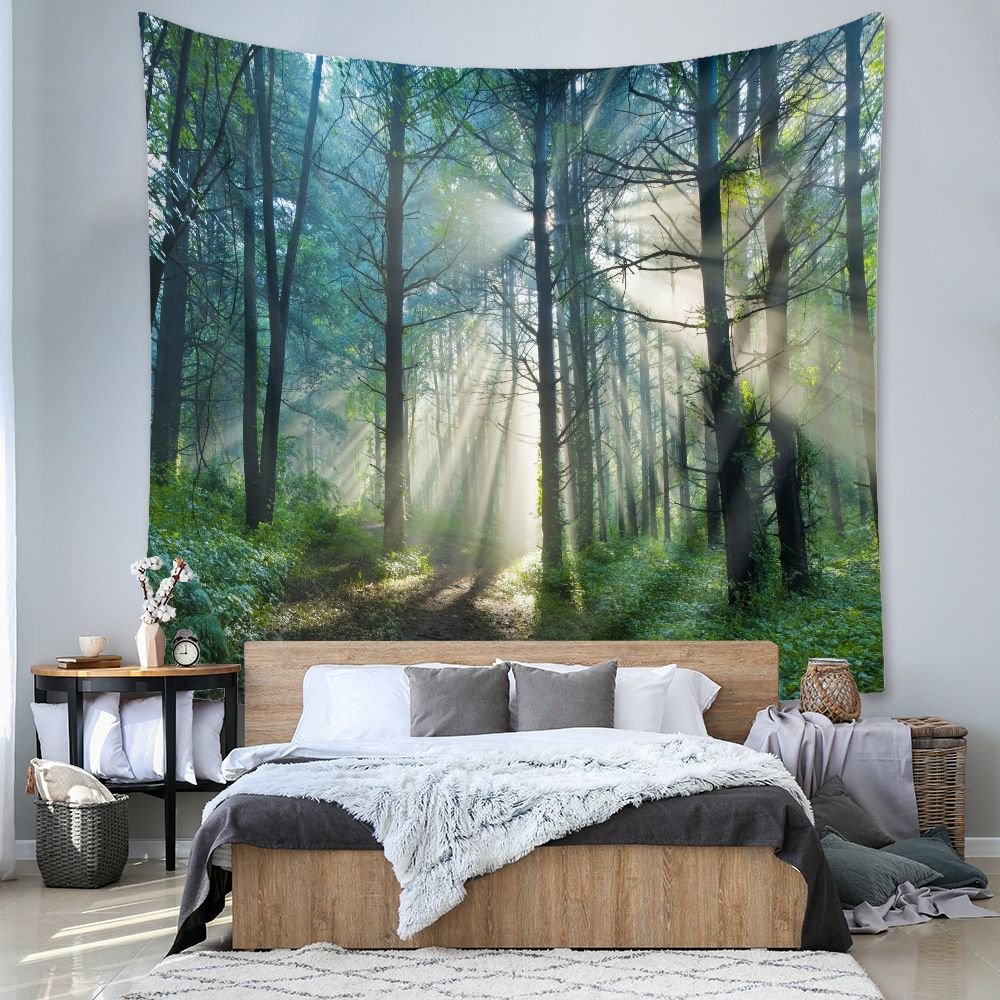 Misty Forest Tapestry Wall Hanging 150×200cm Polyester Fabric Background Cloth Room Decor Brushed No-Stretch Fade Resistant Nature Forest Wall Decor with Installation Kit - V888-ELOSUNG53495 Misty Forest Tapestry Wall Hanging 150×200cm Polyester Fabric Background Cloth Room Decor Brushed No-Stretch Fade Resistant Nature Forest Wall Decor with Installation Kit - Image 6