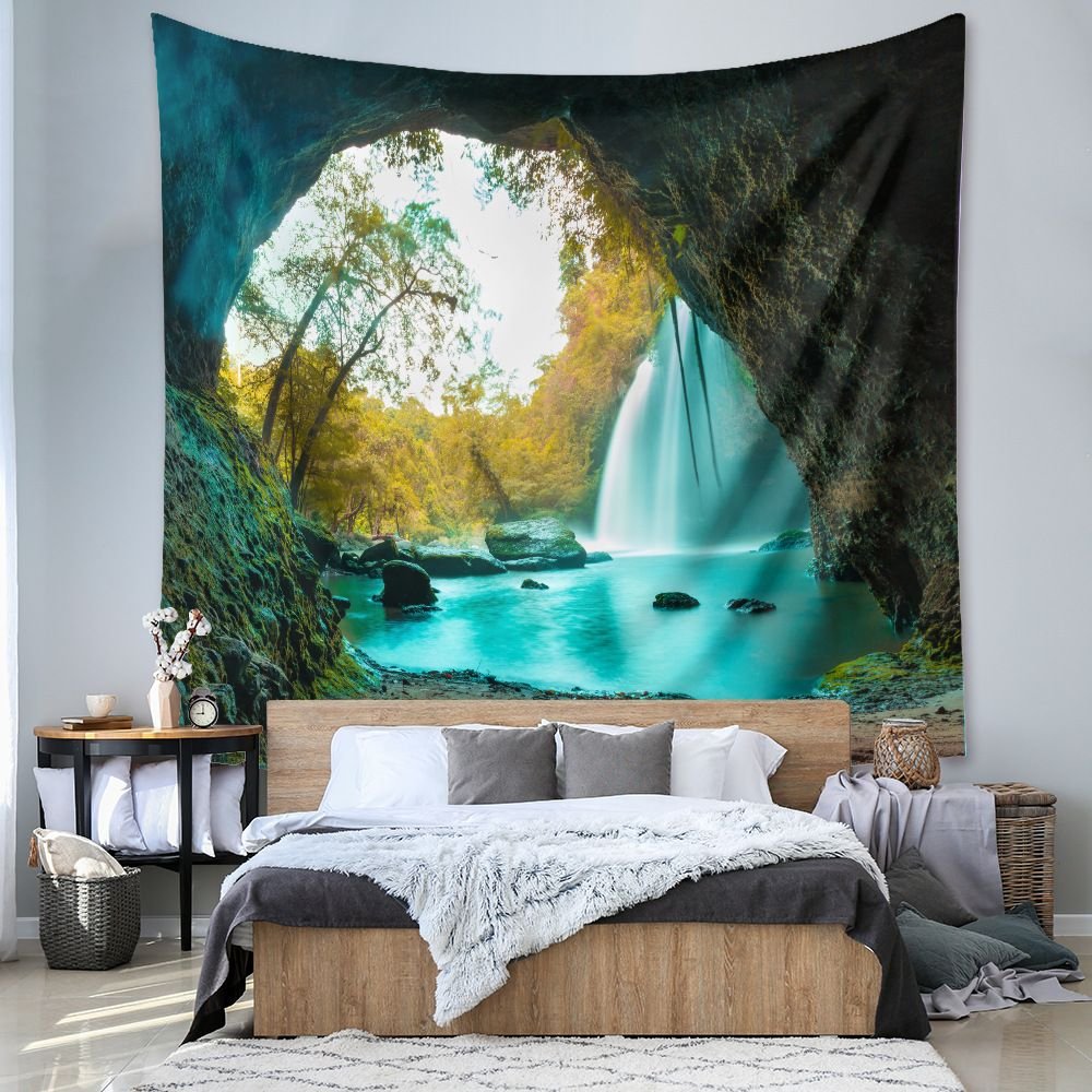 Mountain Lake Tapestry Wall Hanging 150×200cm Polyester Fabric Background Cloth Room Decor Brushed No-Stretch Fade Resistant Nature Forest Wall Decor with Installation Kit - V888-ELOSUNG53496 Mountain Lake Tapestry Wall Hanging 150×200cm Polyester Fabric Background Cloth Room Decor Brushed No-Stretch Fade Resistant Nature Forest Wall Decor with Installation Kit - Image 6