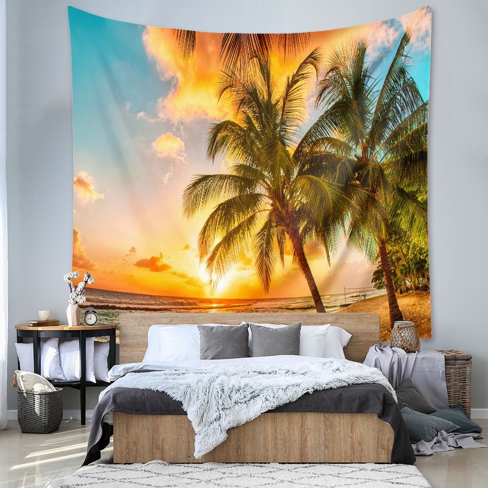 Coastal Sunset Tapestry Wall Hanging 150×200cm Polyester Fabric Background Cloth Room Decor Brushed No-Stretch Fade Resistant Nature Forest Wall Decor with Installation Kit - V888-ELOSUNG53497 Coastal Sunset Tapestry Wall Hanging 150×200cm Polyester Fabric Background Cloth Room Decor Brushed No-Stretch Fade Resistant Nature Forest Wall Decor with Installation Kit - Image 6