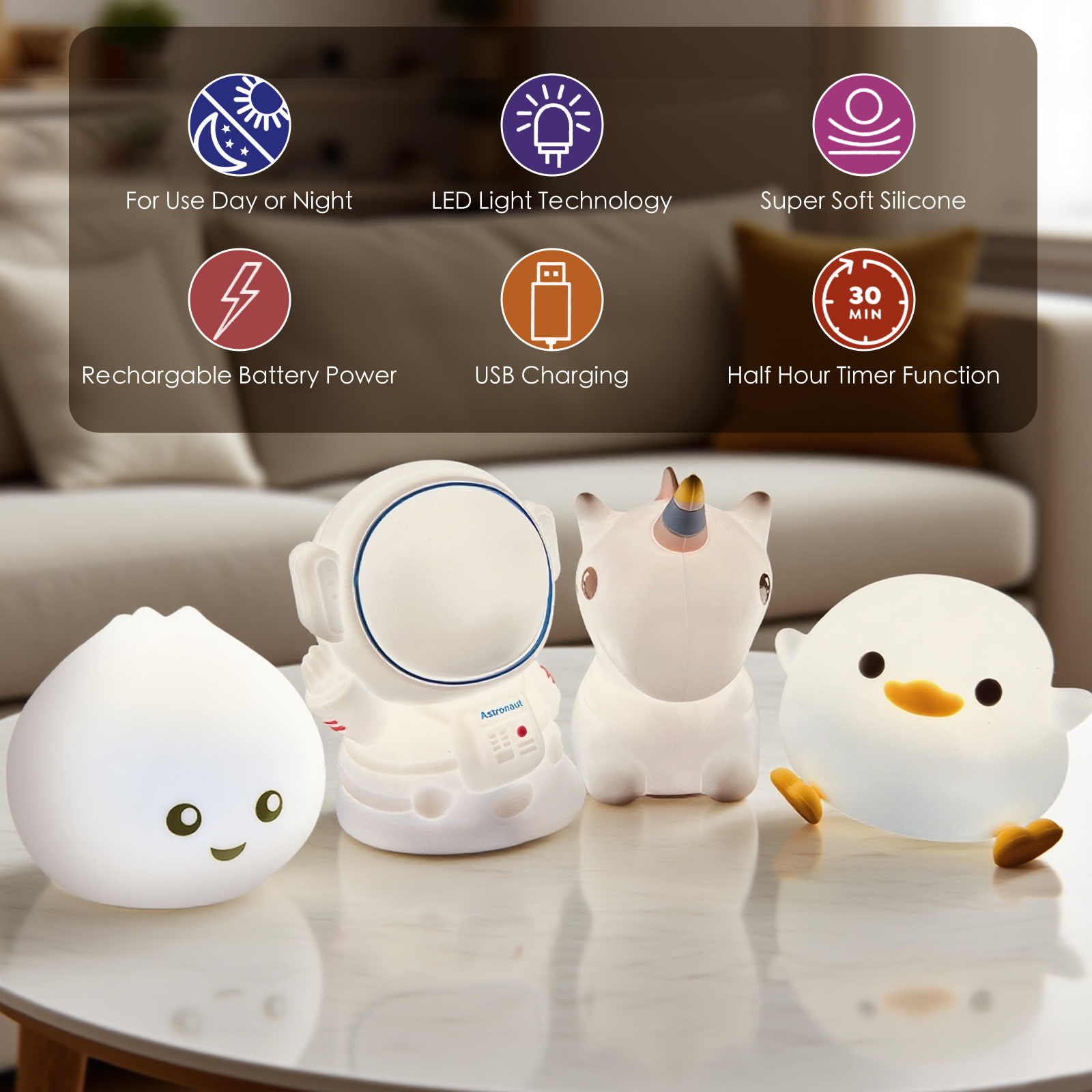 Squishy Uniconrn Night Light - V915-BR0117 Squishy Uniconrn Night Light - Image 3
