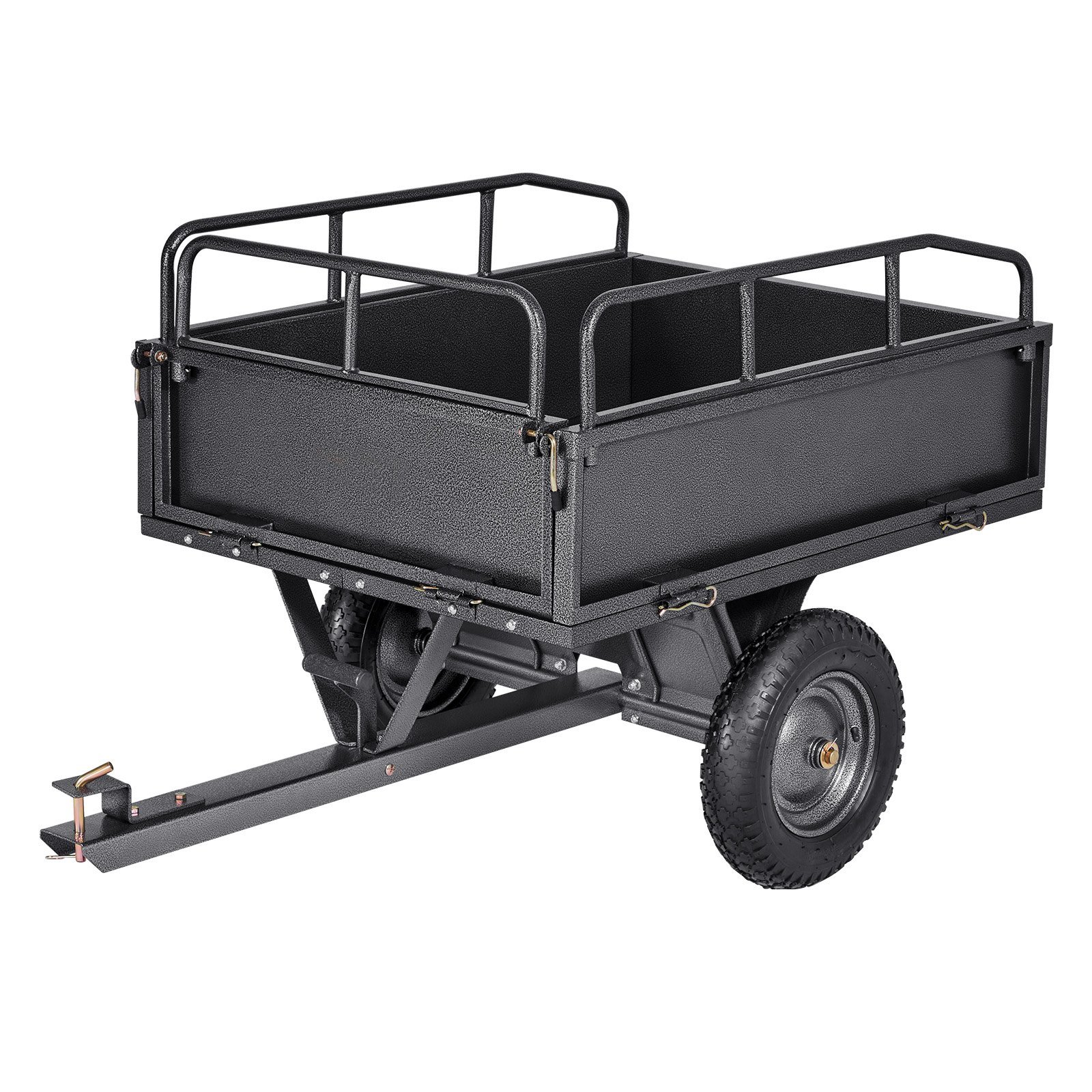 Garden Utility Trailer, 10 Cu. Ft & 227 kg Capacity, ATV UTV Hauling Trailer, Tow Behind Steel Dump Cart with 14" Tires, Hand Pull or Foot Pedal, Heavy Duty Yard Trailers for Lawn Mower Tractor