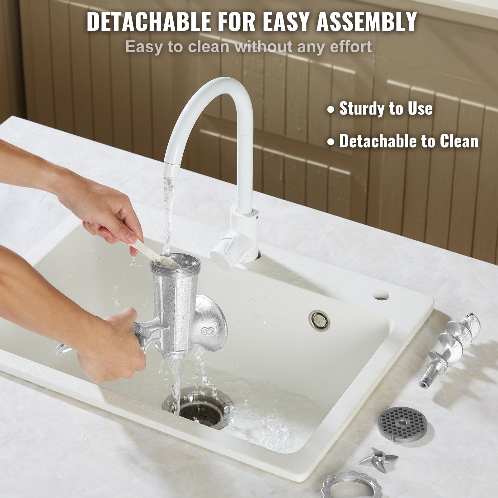 Manual Meat Grinder Heavy Duty Cast Iron Meat Grinder & Steel Table Clamp - V952-ZTSDJRJZT800S8NBLV0 Manual Meat Grinder Heavy Duty Cast Iron Meat Grinder & Steel Table Clamp - Image 4