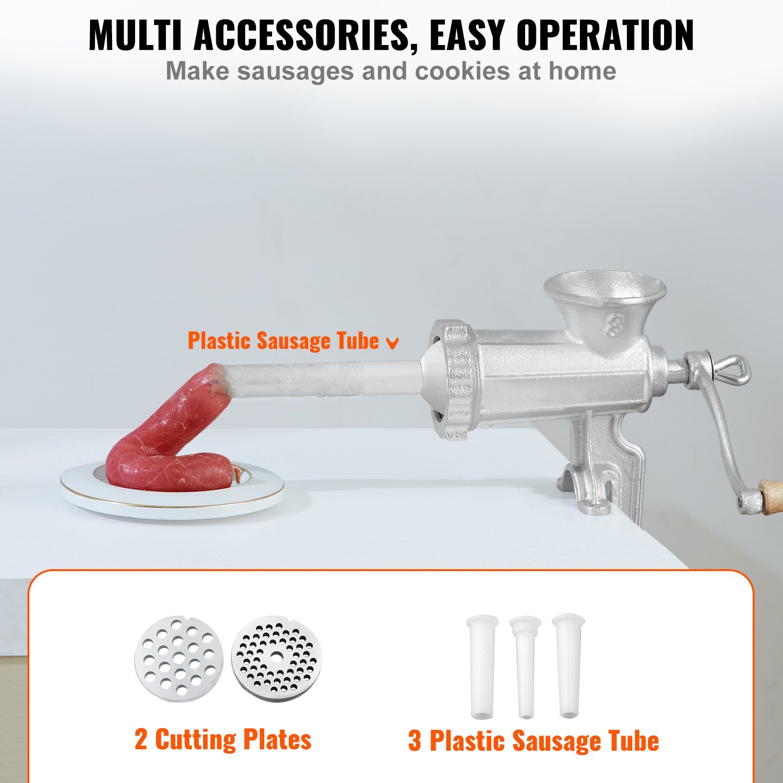 Manual Meat Grinder Heavy Duty Cast Iron Meat Grinder & Steel Table Clamp - V952-ZTSDJRJZT800S8NBLV0 Manual Meat Grinder Heavy Duty Cast Iron Meat Grinder & Steel Table Clamp - Image 5